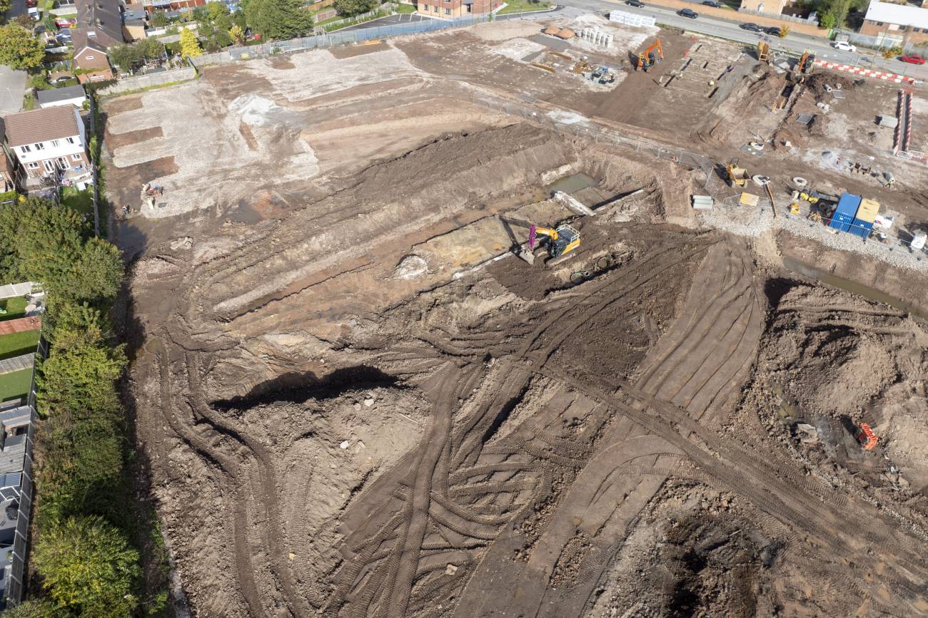 Construction site showing remediation work
