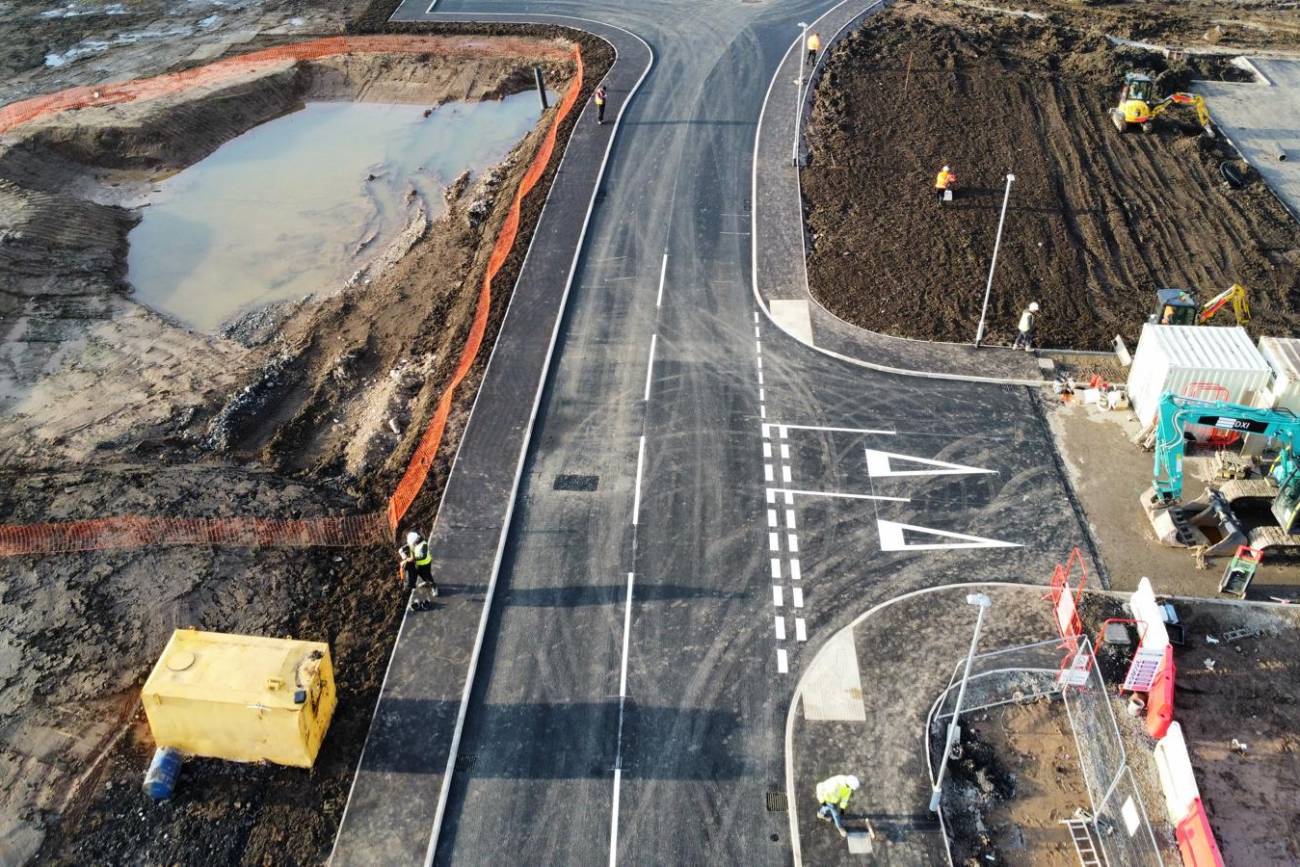 Construction project including roadworks