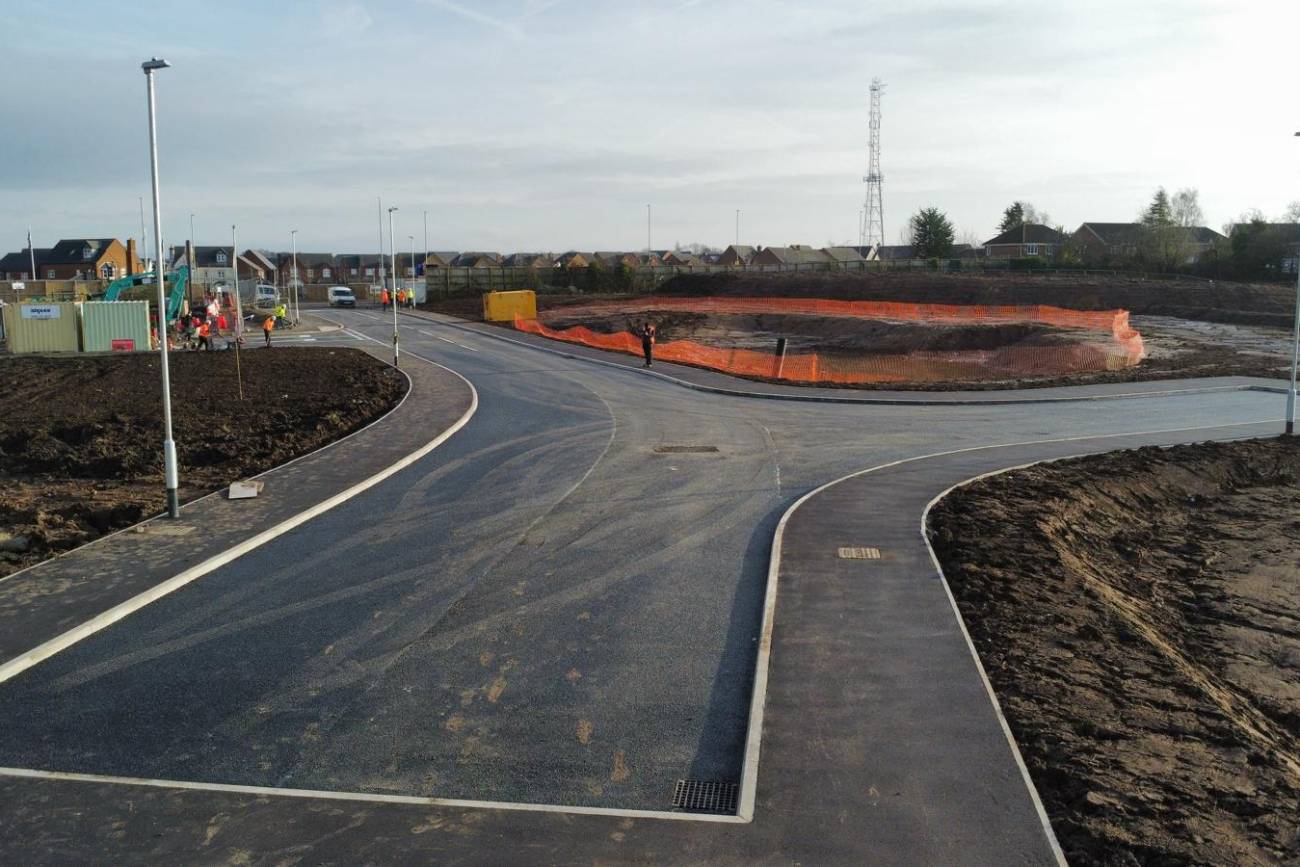 Construction work including finished road